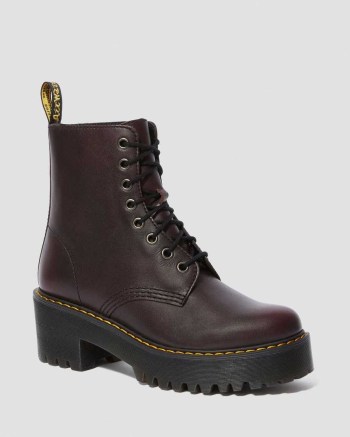 Dr Martens Shriver Hi Vintage Leather Čižmy Na Podpätku Damske Bordove | 6140-JRIDC